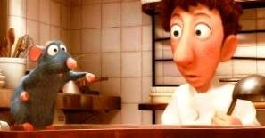 Ratatouille movie Linguine sees Remy the rat